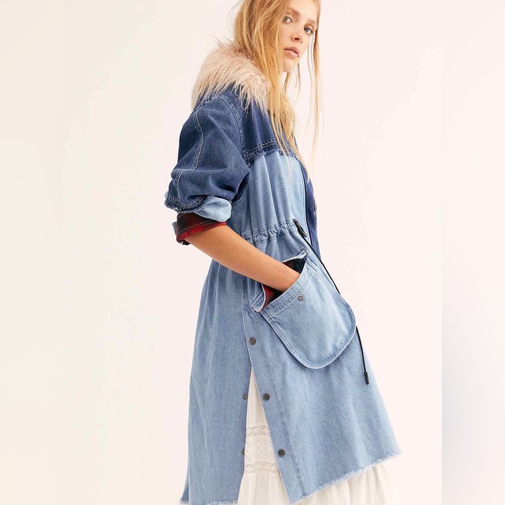 Free People “Days to Come Denim Parka” Sz M Women’s
